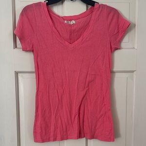 Hollister Coral V-Neck Short Sleeve Tee